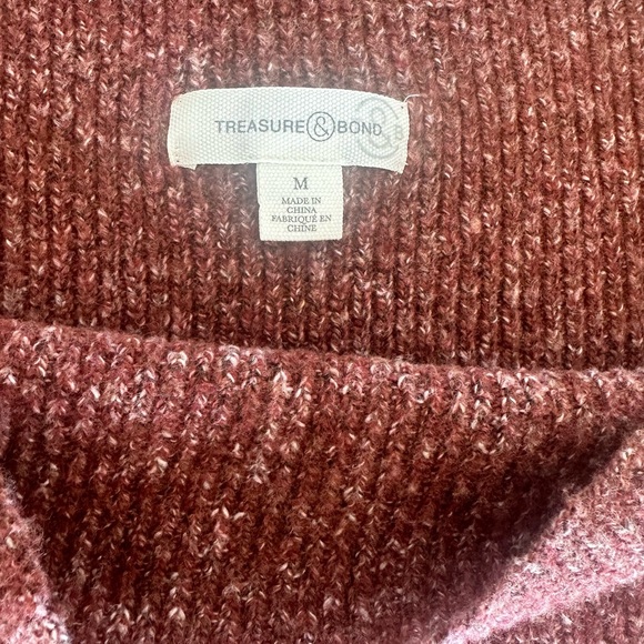 TREASURE & BOND Women's One-Shoulder Rib Sweater in Rust Russet - Medium - Picture 7 of 8